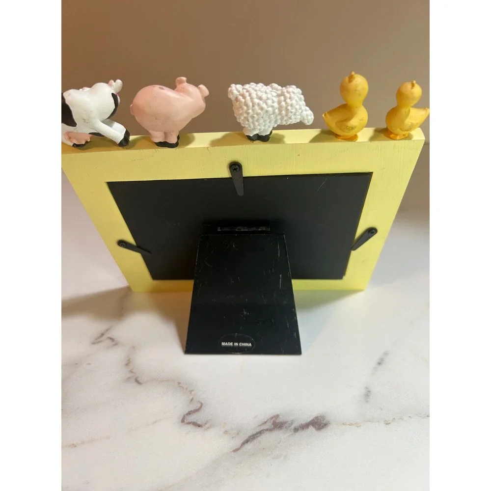 Yellow Farm Animal Picture Frame Nursery Decor Cow Pig Sheep Duck 5x7